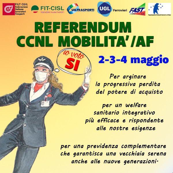 🔵 2-3-4 maggio; Referendum CCNL Mobilità AF